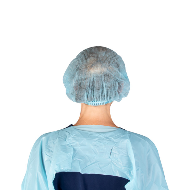 Dukal AAMI Polyethylene Film Gown – Over-the-Head Design, Elastic Wrist with Thumb Loop, XL, Blue