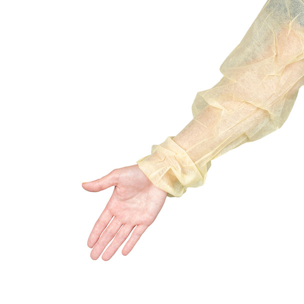 Dukal Poly-Coated Isolation Gown – Neck Tie, Elastic Cuff, Universal Size, Yellow, Poly-Coated SPP+PE Material