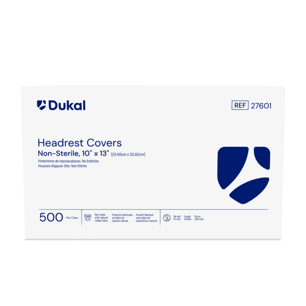 Dukal Headrest Cover – 10 x 13 in, Leak Proof, Disposable, White, Non-Sterile, 500/Case, 5.5 lb