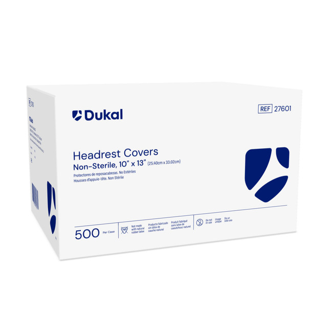 Dukal Headrest Cover – 10 x 13 in, Leak Proof, Disposable, White, Non-Sterile, 500/Case, 5.5 lb