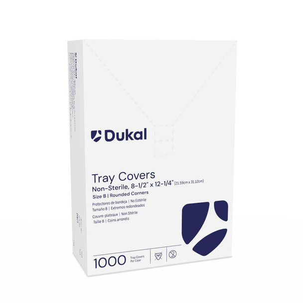 Dukal Tray Covers – 8-1/2 x 12-1/4 in, White, Disposable, 1000/CS, Smooth Paper, Rounded Corners