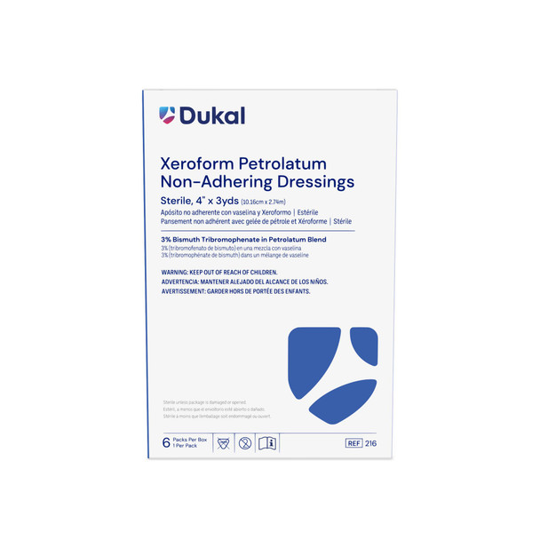 Dukal Xeroform Petrolatum Non-Adhering Dressing – Sterile, 4 in x 3 yds, 1.25 lb, 1/PK, 6PK/BX