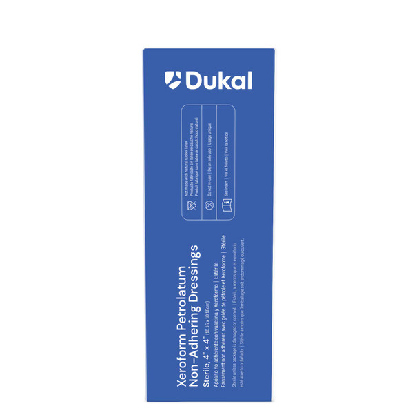 Dukal Xeroform Petrolatum Non-Adhering Dressing – 4 x 4 in, Sterile, 25/BX, 0.67 lb, 1/PK Packaging
