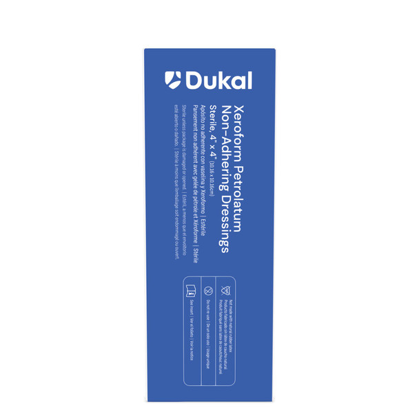 Dukal Xeroform Petrolatum Non-Adhering Dressing – 4 x 4 in, Sterile, 25/BX, 0.67 lb, 1/PK Packaging