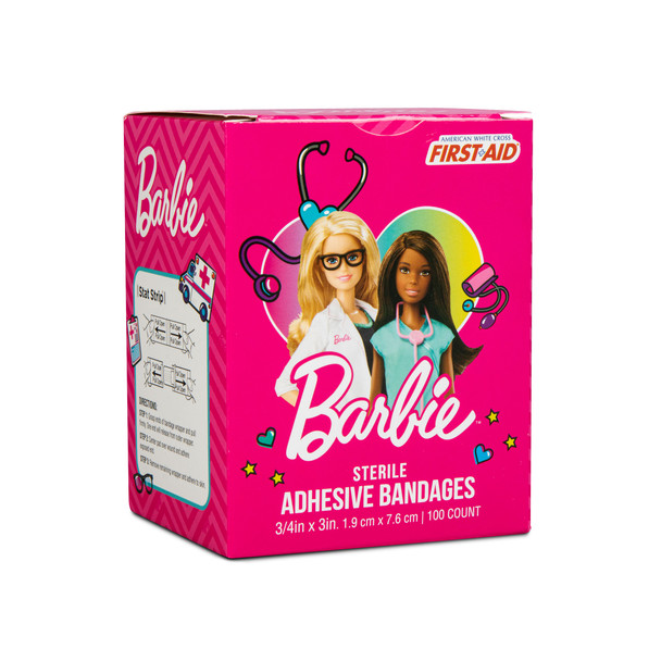 Dukal American Sterile Barbie Adhesive Bandages – Stat Strip Wrapper, 3/4 x 3 in, 100/BX, 12 BX/CS, 2.4 lb