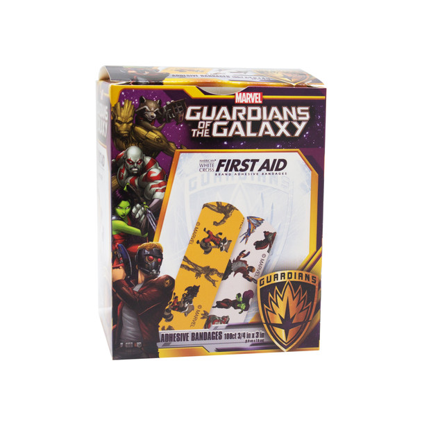 Dukal American Guardians of the Galaxy Adhesive Bandages – Stat Strip Wrapper, 3/4 x 3 in, Sterile, 100/BX