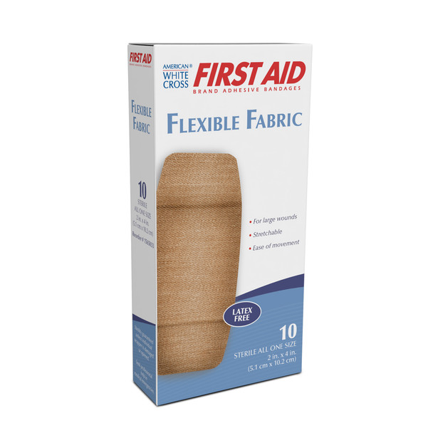 Dukal American Fabric Adhesive Bandages – Sterile, Lightweight, Flexible, 2 x 4 in, XL, 10/BX, 36 BX/CS