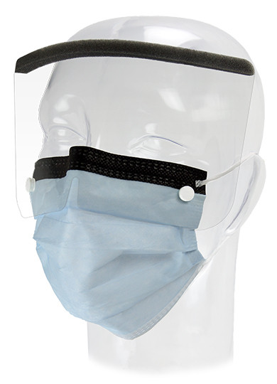 Dukal Precept DualGard Foam Shield Anti-Fog Procedure Mask – ASTM Level 3, Blue, Latex-Free, Single-Use