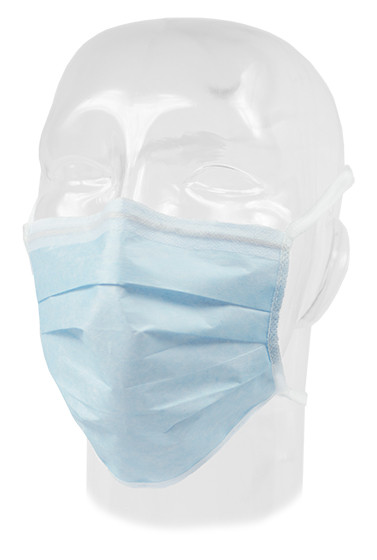 Dukal Aspen Comfort-Plus Surgical Mask with Stretch Knit Ties – ASTM Level 1, Breathable, Latex-Free, Blue