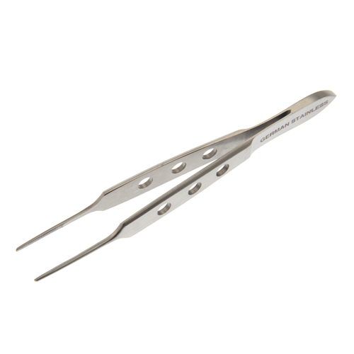 Dukal Aspen Bishop – Harmon Dressing Forceps – Cross Serrated, 3/8 in Length, Reusable, Ophthalmic Surgery