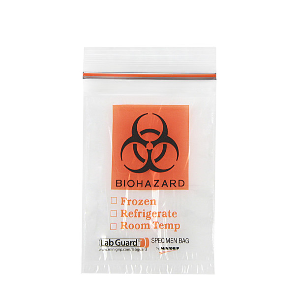 Medgen Lab Specimen Transport Bags – Single Zip Closure, 4×6 in, Biohazard Symbol, 1000/case