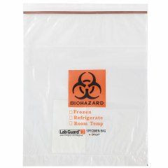 Medgen Lab Specimen Transport Bags – Zip Closure, 12×15 in, 3×5 Absorbent Pad Insert, Clear/black & Orange