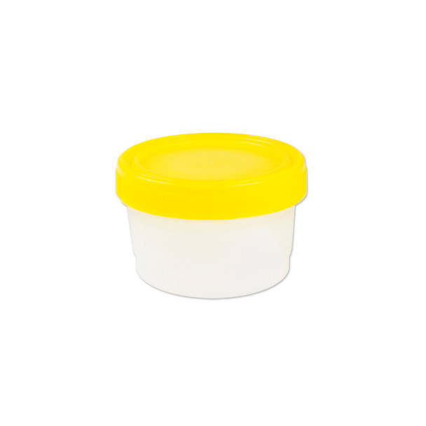 Medgen Histology Container – 250 mL/8.5 oz Capacity, Clear Container with Yellow Lid, 10 Sleeves of 10 Each