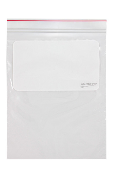 Medgen Minigrip Red Line Zip Closure Bags – 2 Mil Writable White Block, Double Zipper, 8 x 10 in, 1000/case