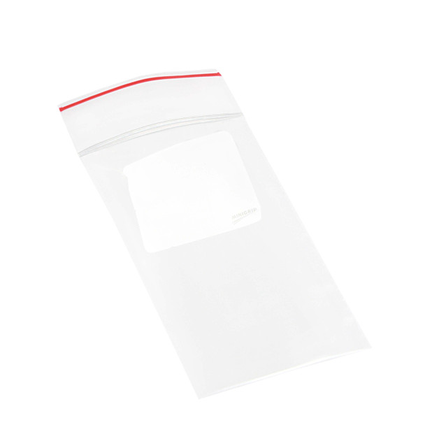 Medgen Minigrip Red Line Zip Closure Bags – 2 Mil Writable White Block, Liquid – Tight Double Zipper, 2 X 3