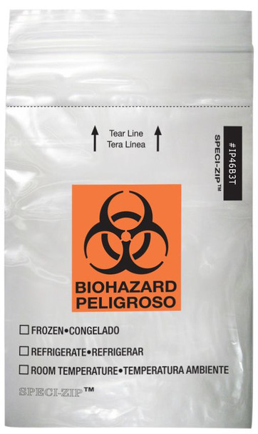 Medgen Lab Specimen Transport Bags – Single Zip Closure – 4×6 in – Clear/black – 10/100 Dispenser Bag