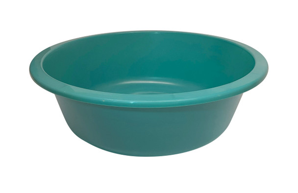 Medgen Wash Round Wash Basin – 5 Qt (4.7 L) Capacity, 12 x 3.9 in, Turquoise, 50/Case, Durable Plastic