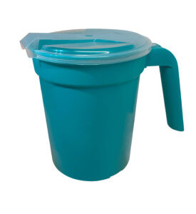 Medgen Bedside Pitchers and Carafes – 28 oz Capacity, Turquoise, Straw Port, Translucent Lid
