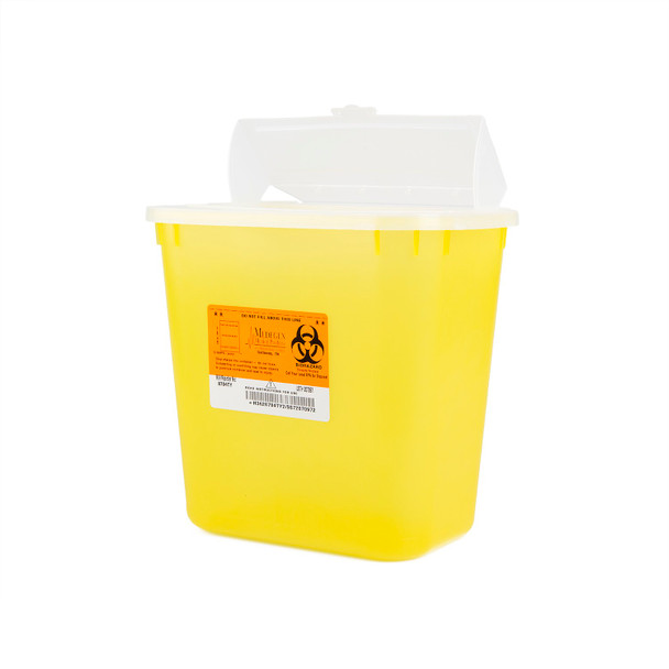 Medgen Stackable Sharps Container – Polypropylene, 2 Gal Capacity, Translucent Yellow/black, 10 X 7 X 9.5