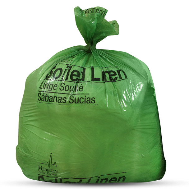 Medgen Laundry and Linen Bags – Star Seal, Coreless Roll, 40×46 in, 1.0mil, Green/Black, 40-45 gal, 200/case