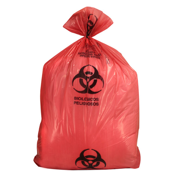 Medgen Biohazardous Waste Bags – Meets Dart Impact Test, 38×45 in, 44 gal, 2.0mil, Red/Black, 100/cs
