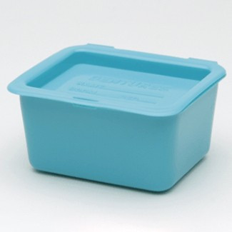 Medgen Denture Sterilizable Denture Cups – Blue With Hinged Lid, 8 oz Capacity, Case of 24, Durable Design