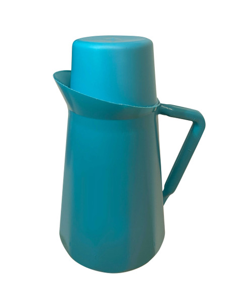 Medgen Pitchers Sterilizable Pitchers with 9 oz Cup Covers – 32 oz Capacity, Wide No-Tip Base, Blue, 12/Case