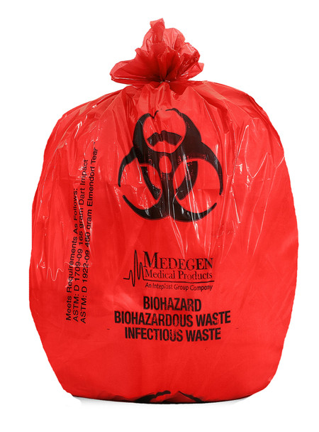 Medgen Biohazardous Waste Bags – Meets ASTM Dart Impact/Elmendorf Tear, DOT CFR 49 173-197, LLDPE Film, Flat