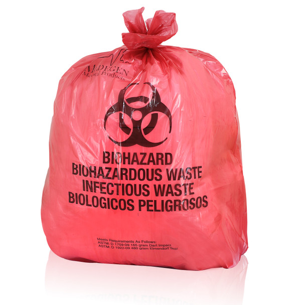 Medgen Biohazardous Waste Bags – Meets Dart Impact/elmendorf Tear, DOT CFR 49 173 – 197, 30.5 X 41 in, 1.20mil