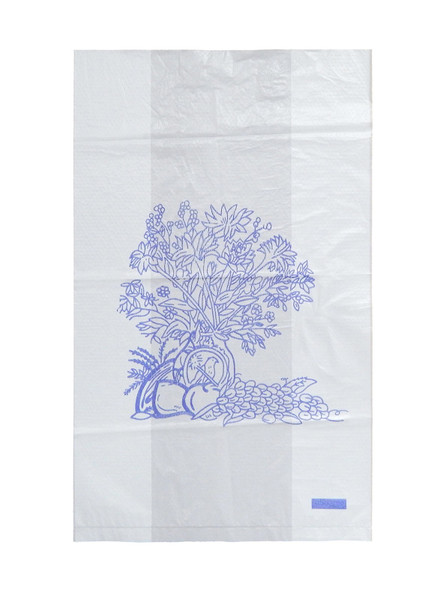 Medgen Patient Bedside Bag with Adhesive Tabs – Blue Floral Print, 7×11.5×3.5 in, 100/pk, 2000/cs