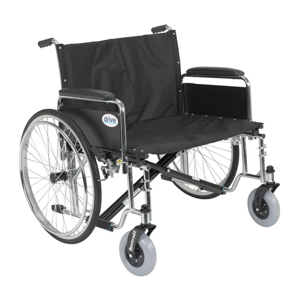 Drive Sentra EC Extra-Extra-Wide Bariatric Wheelchair with detachable full-length arms, front view