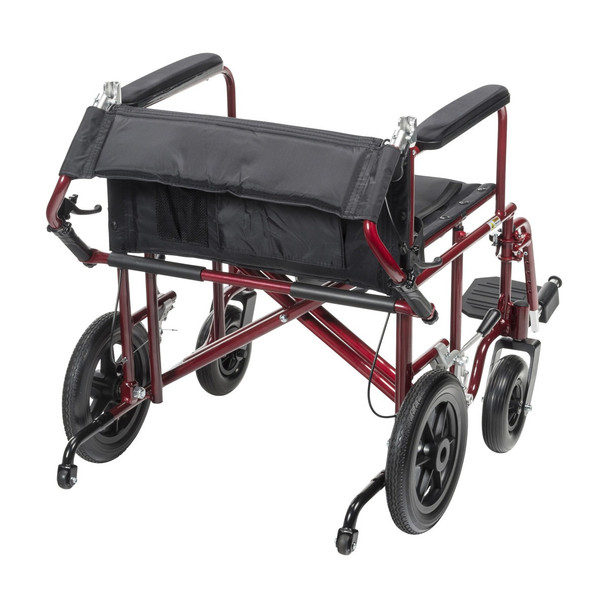 Drive Bariatric Aluminum Transport Chair – rear view with back folded down