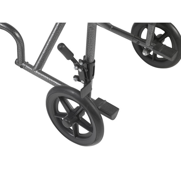 Drive Steel Transport Chair – close-up of rear caster and wheel lock