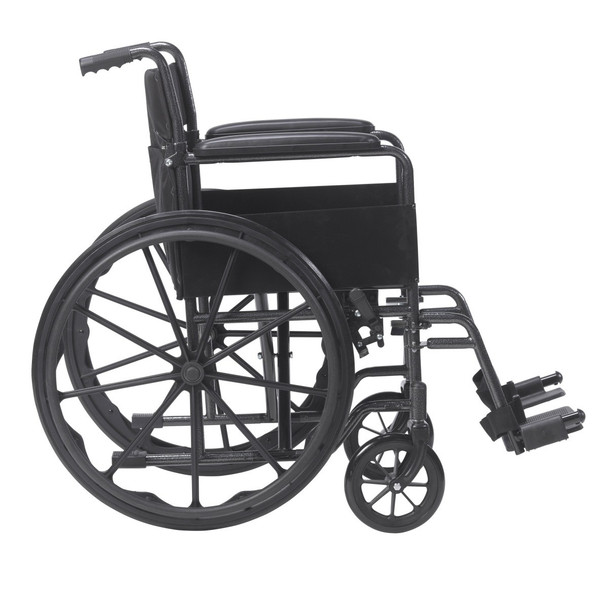 Drive Silver Sport 1 Wheelchair – side view showing composite wheels and front casters