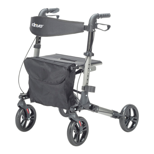 Drive Compact Folding Rollator, front view with padded backrest