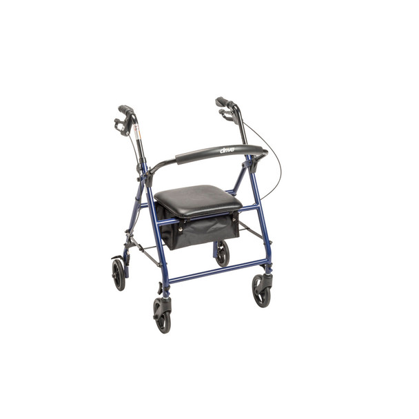 Drive Steel Rollator in Blue, front view with padded backrest