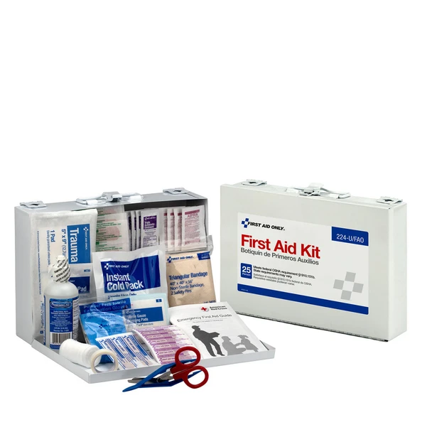 First 25 Person First Aid Kit – Metal Case, OSHA Compliant, OSHA Compliant, 2 Package Options