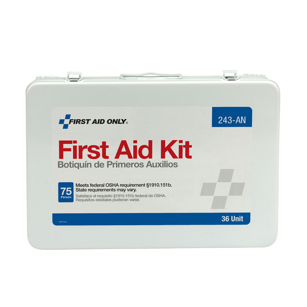 First 36 Unit First Aid Kit – Metal Case, OSHA Compliant, This 215-Piece, For Workplace First