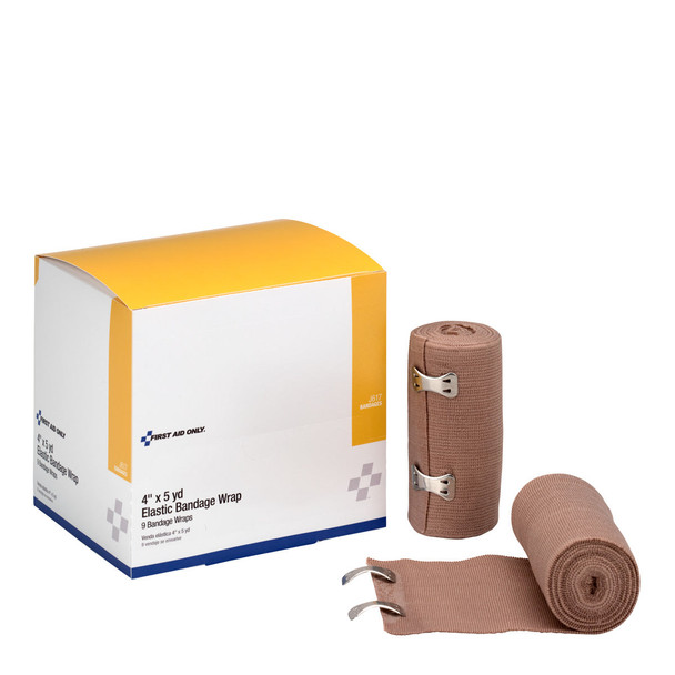 First 4"x5 Yd. Elastic Bandage – 9 per Box, For Dressing Changes and Wound Care, For Dressing Changes
