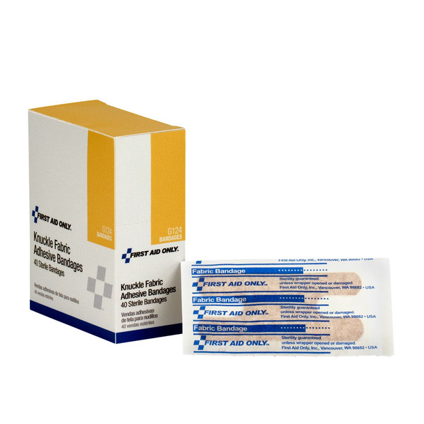 First Fabric Knuckle Bandages – 40 Per Box, Non-Stick Pad, Water-Repellent Backing, Ventilated Backing