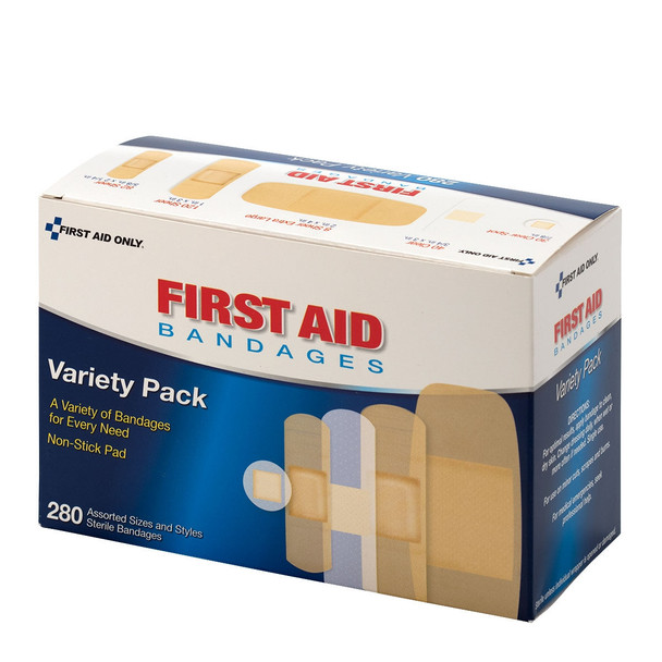 First Sheer & Clear Bandage Variety Pack – Assorted Sizes, 280 Count, Non-Stick Pad, Water-Repellent Backing