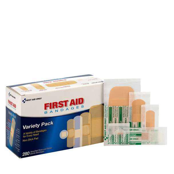 First Sheer & Clear Bandage Variety Pack – Assorted Sizes, 280 Count, Non-Stick Pad, Water-Repellent Backing