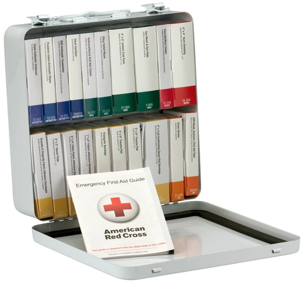 First 50 Person 24 Unit First Aid Kit – Metal, Weatherproof, ANSI A+, Type III, ANSI 2015 Compliant