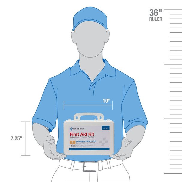 First 25 Person Bulk Plastic ANSI A – First Aid Kit, ANSI 2015 Compliant, Weatherproof Case