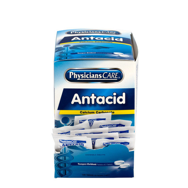 First PhysiciansCare Antacid Heartburn Medication – 50 Doses of Two Tablets, 420 Mg, For Workplace First
