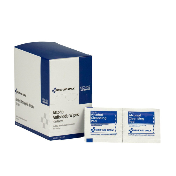 First Alcohol Wipes – 200 per Box, Single-Use, For Workplace First Aid and Injury Care, For Workplace First