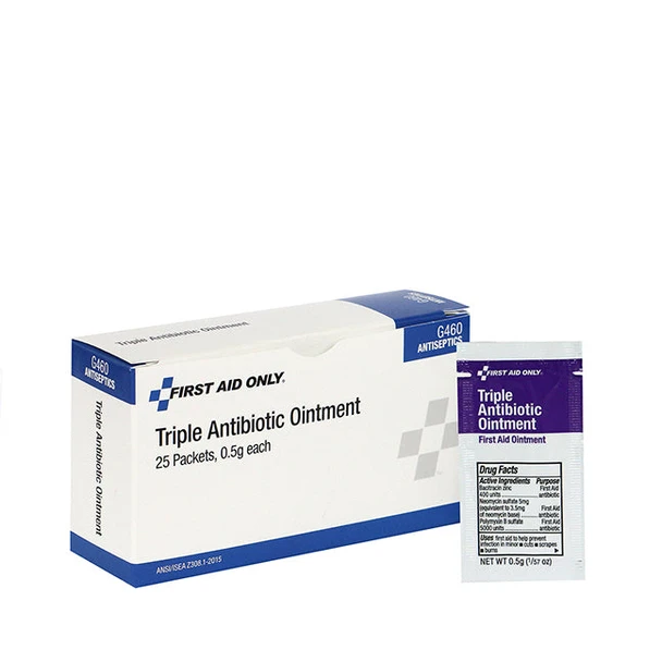 First Triple Antibiotic Ointment – 25 Per Box, For Workplace First Aid and Injury Care, For Workplace First