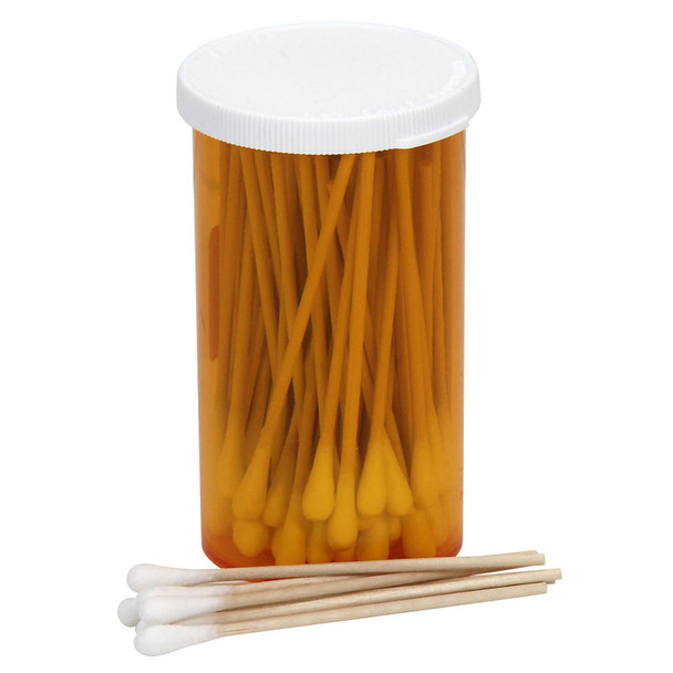 First Cotton Tipped Applicators – 3" Wood Shaft, Vial of 100, For Workplace First Aid and Injury Care