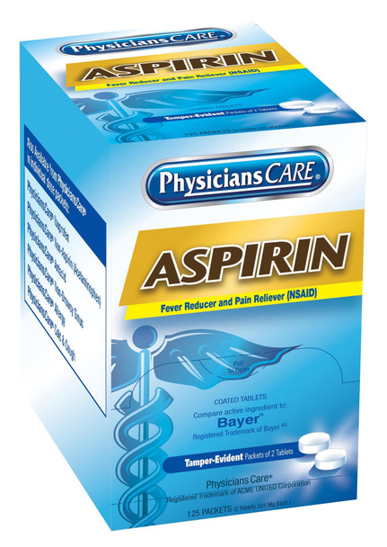 First PhysiciansCare Aspirin 125 Doses of Two Tablets – 325 Mg, They Also Temporarily Relieve Headaches