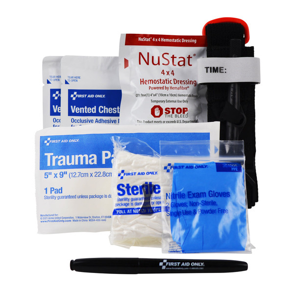 First Critical Essentials Bleeding Control Kit for Limb – Chest & Torso Wounds, The Clear, For Workplace First